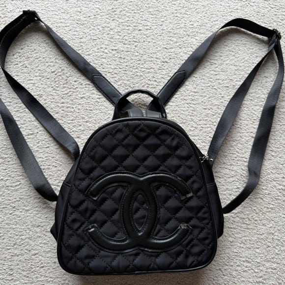 Quilted Black Logo Backpack Women\'s Bag Leather Fabric Bag Back Pack Purse Tote main image 9